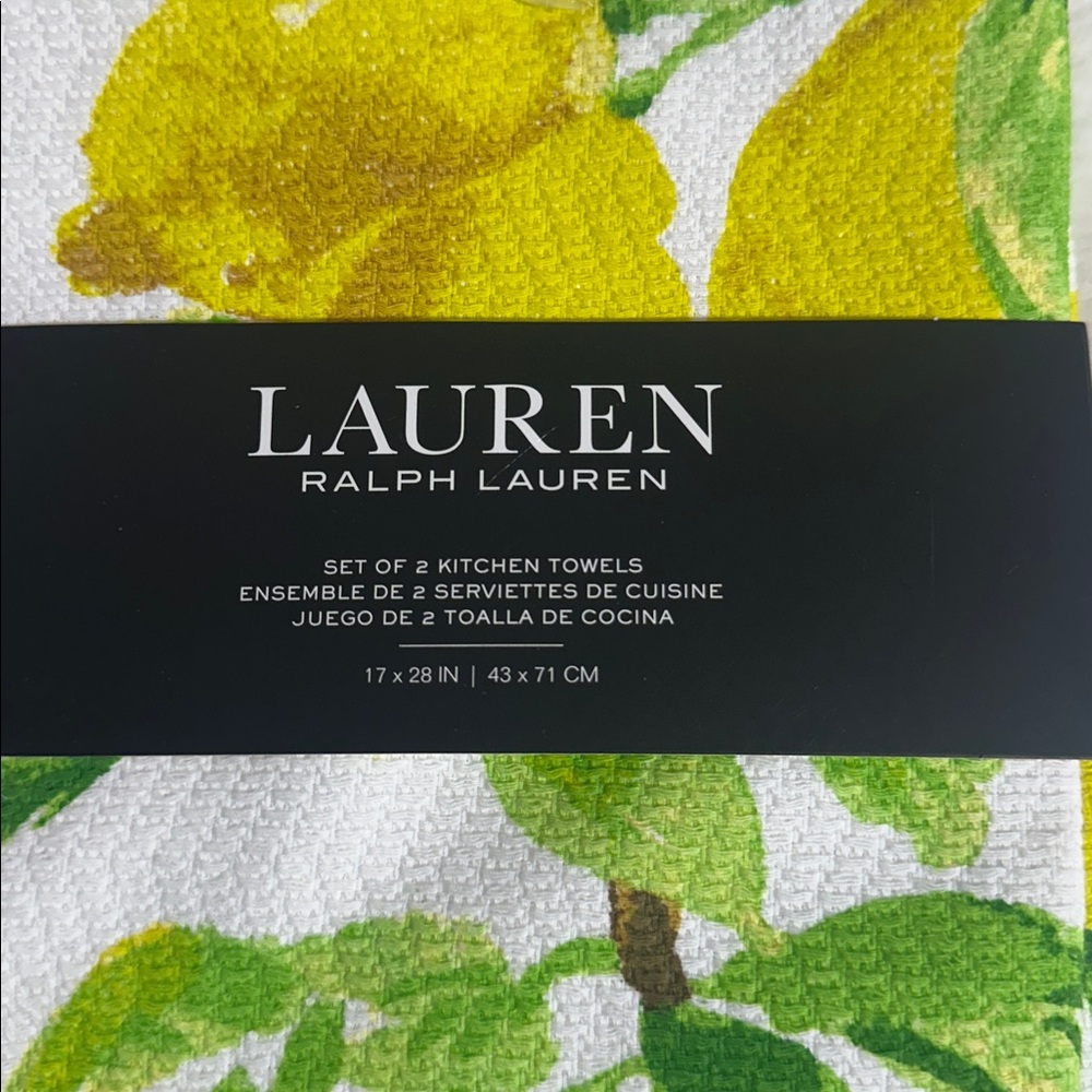 Lauren Ralph Lauren set of 2 lemon kitchen towels - Picture 2 of 3